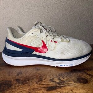 Nike Men’s 11W Wide Structure 25 Running Shoes Dynamic Support Red Cream Blue